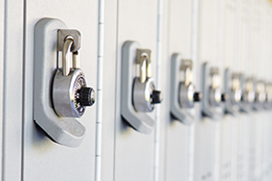 locks on a row of lockers